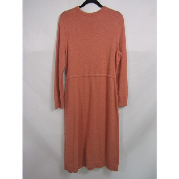 Pure Jill Peach Knit Dress sz M Drawstring Waist Cozy Lagenlook Staple Coastal - Picture 3 of 8